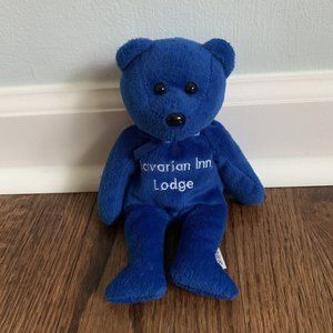 Bavarian Inn Lodge Michigan Bear Beanbag Plush Blue Souvenir Tourist Stuffed Toy